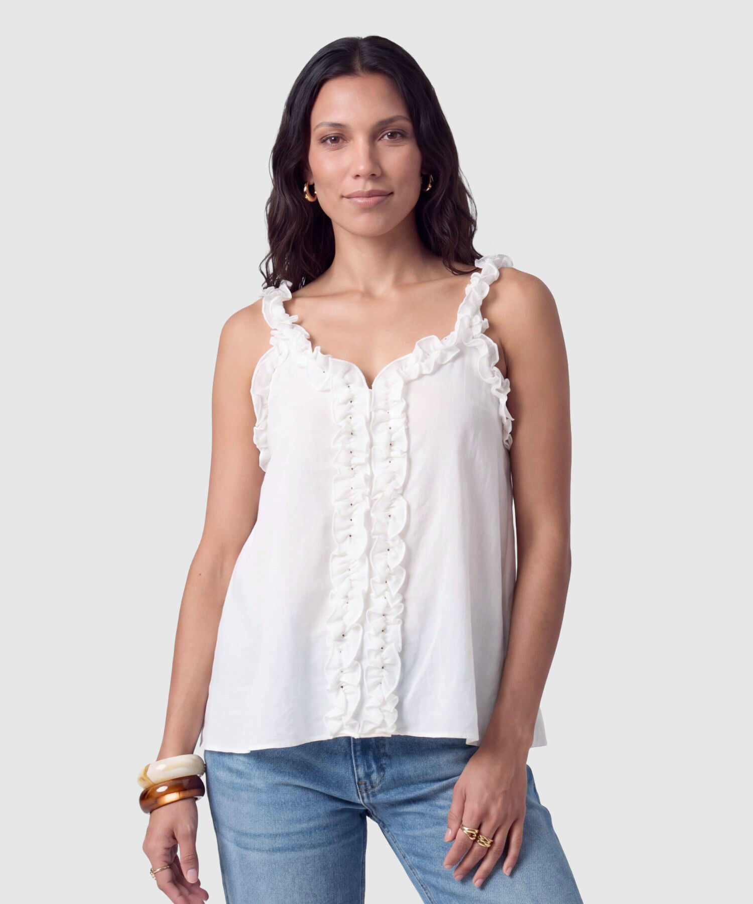 Blusa De Tiras Con Volantes Para Mujer