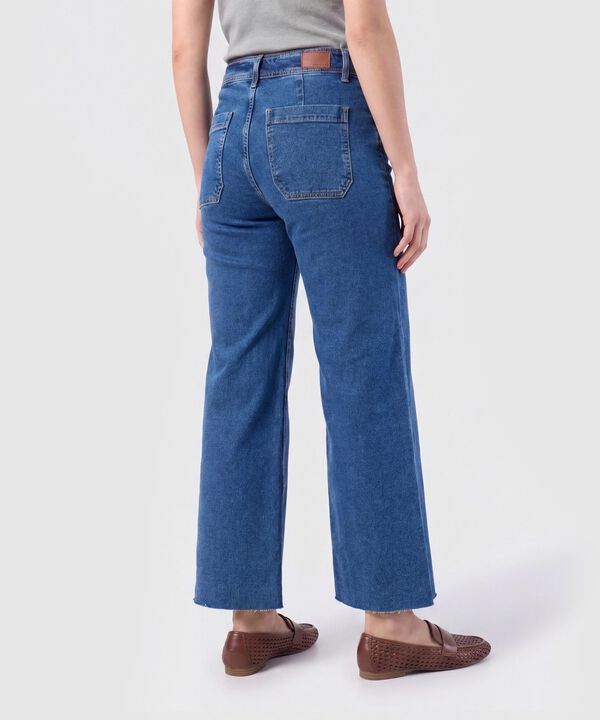 Jeans Corte Culotte de Tiro Alto para Mujer