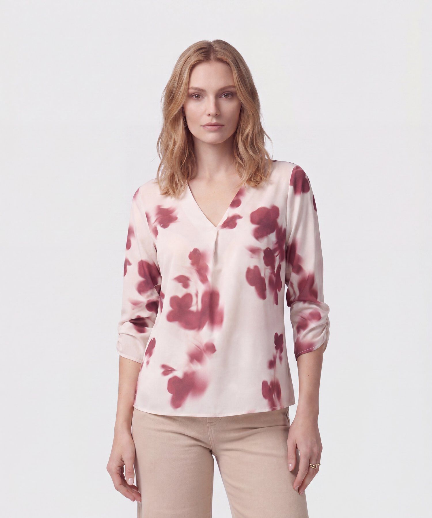 Blusa Manga 3/4 De Cuello Recto Para Mujer