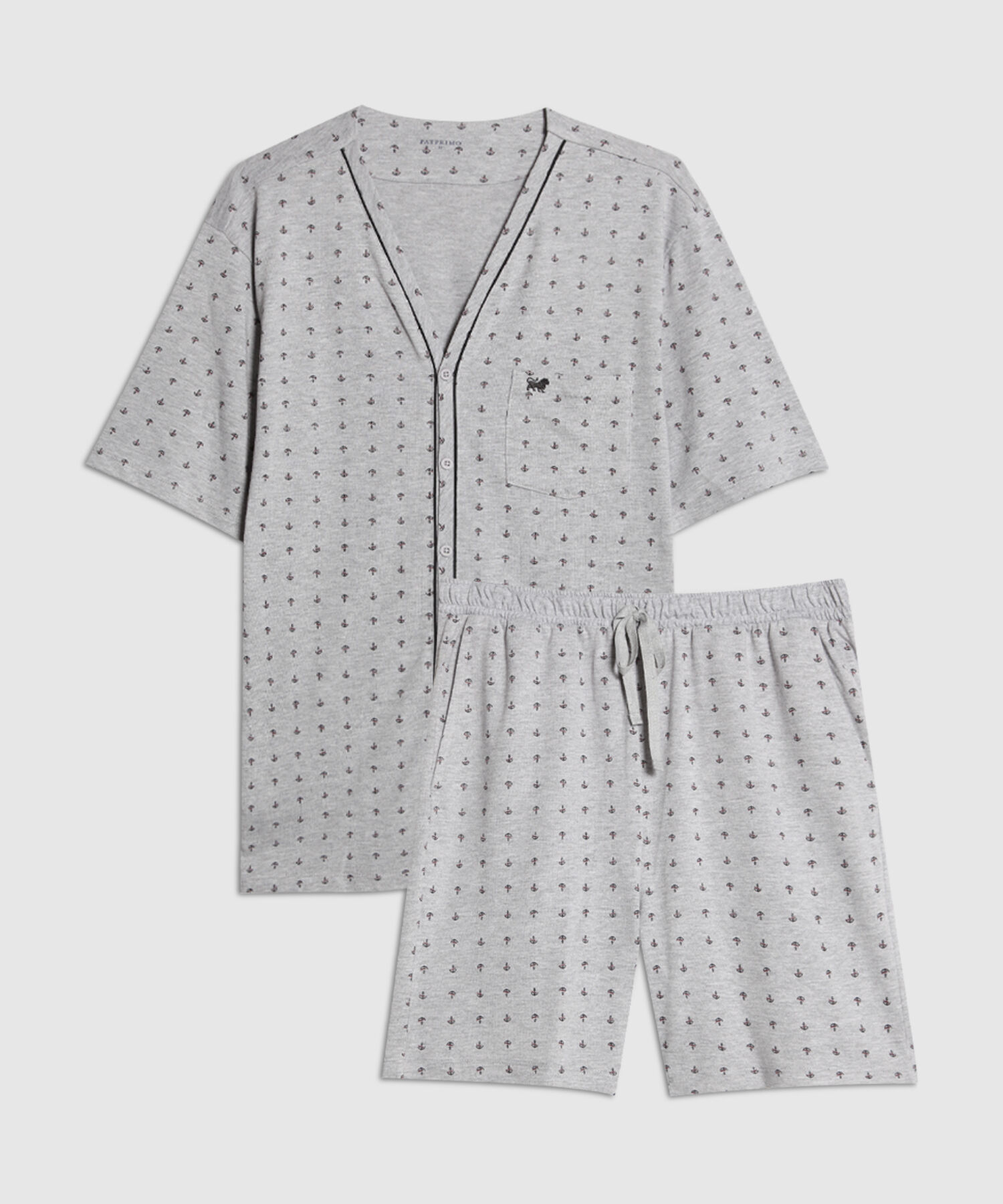 Pijama 2 Piezas Camisa Manga Cortay Pantalóneta Con Hiladillo