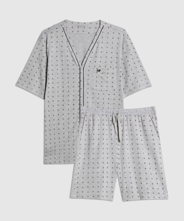 Pijama 2 Piezas Camisa Manga Cortay Pantalóneta Con Hiladillo