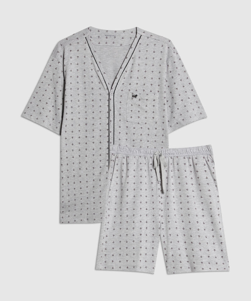 Pijama 2 Piezas Camisa Manga Cortay Pantalóneta Con Hiladillo
