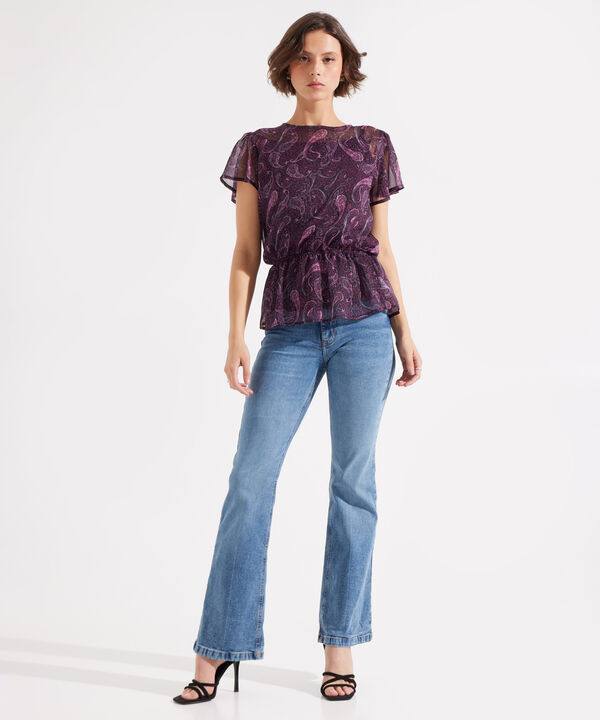 Blusa Manga Corta Estampada Con Top Interno