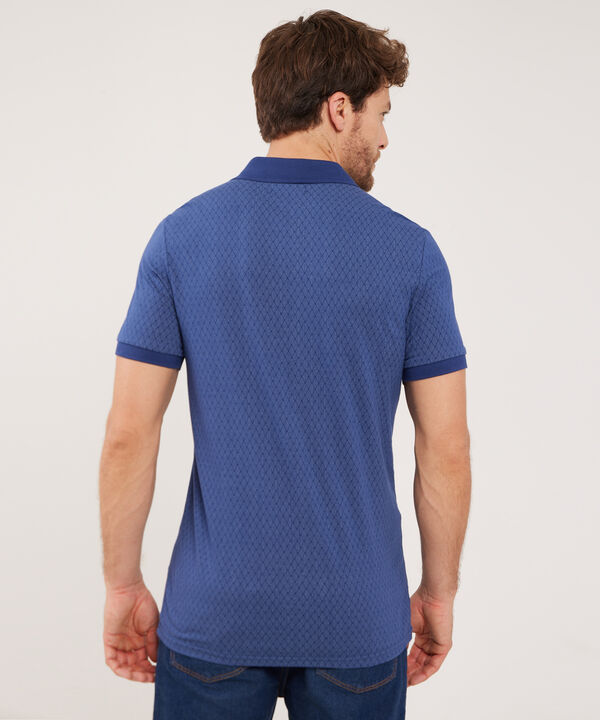 Polo Estampada, Cuello Y Puños Tejidos Con Bolsillo, Silueta Slim Fit,