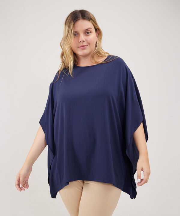 Blusa Manga Corta Amplia Cuello Semibandeja image number null