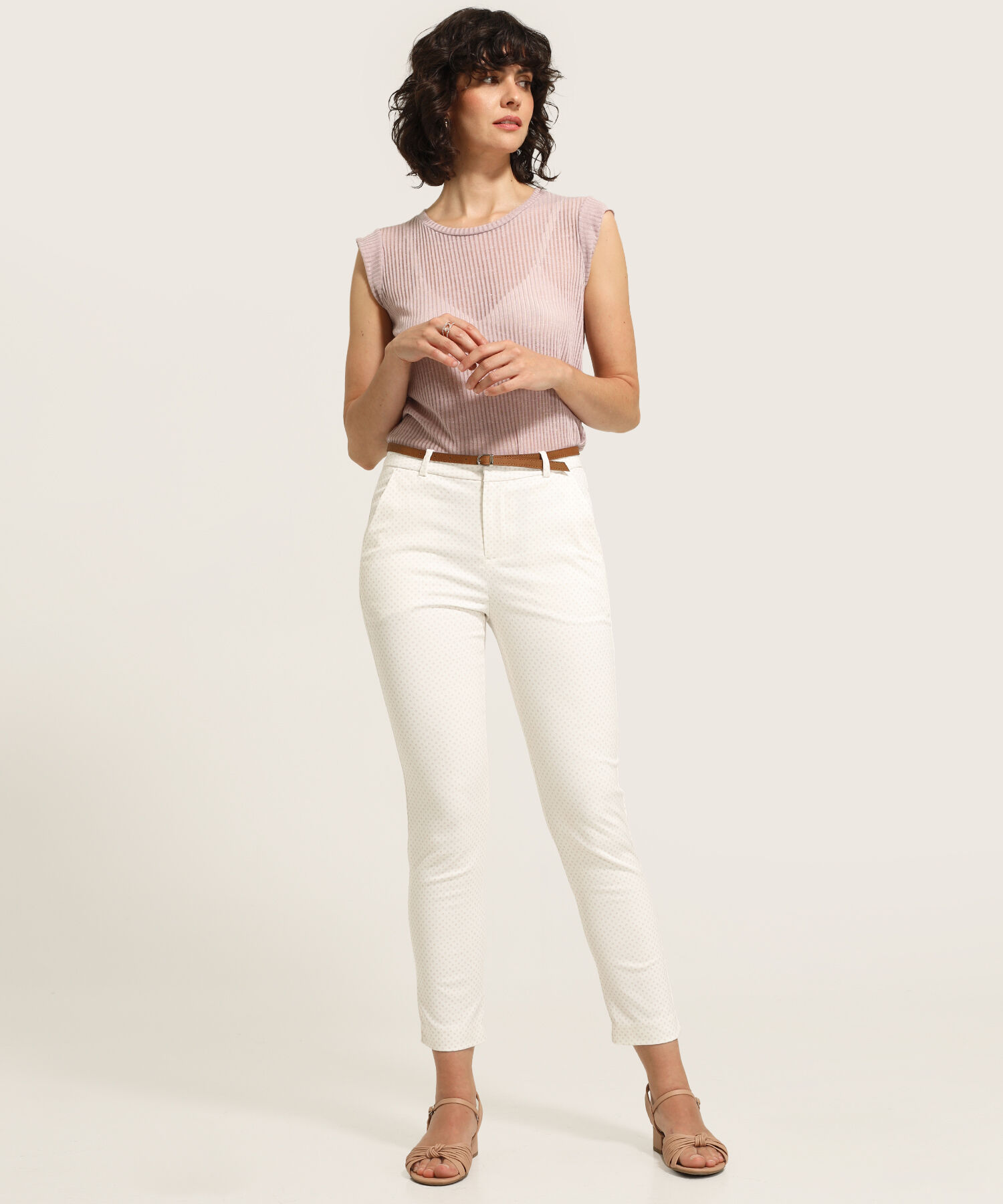 Pantalón Chino Estampado de Lunares
