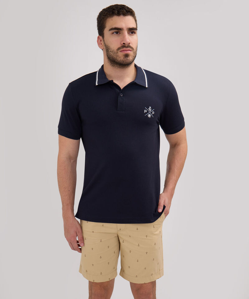 Polo Unicolor Con Bordado