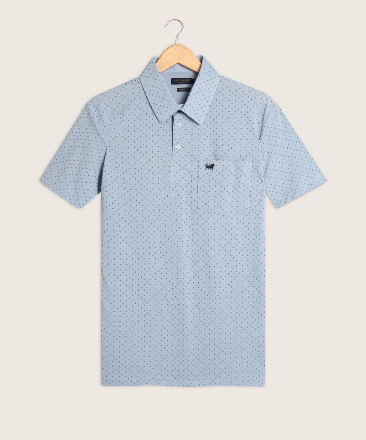 Polo Estampada Cuello Duro , Con Bolsillo