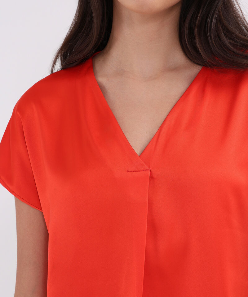 Blusa Manga Corta Rodada Con Escote En V