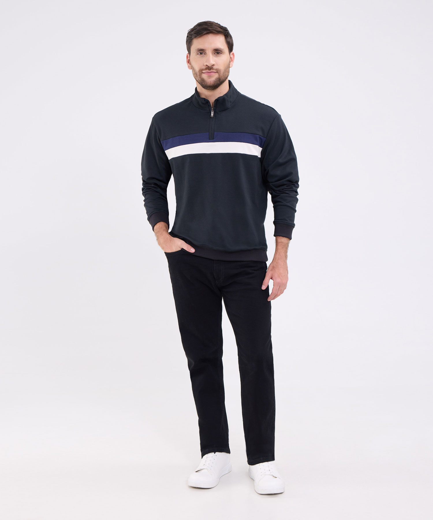 Buso Cuello Alto Con Cortes En Contraste Para Hombre