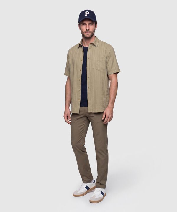 Camisa Manga Corta Texturizada Hombre