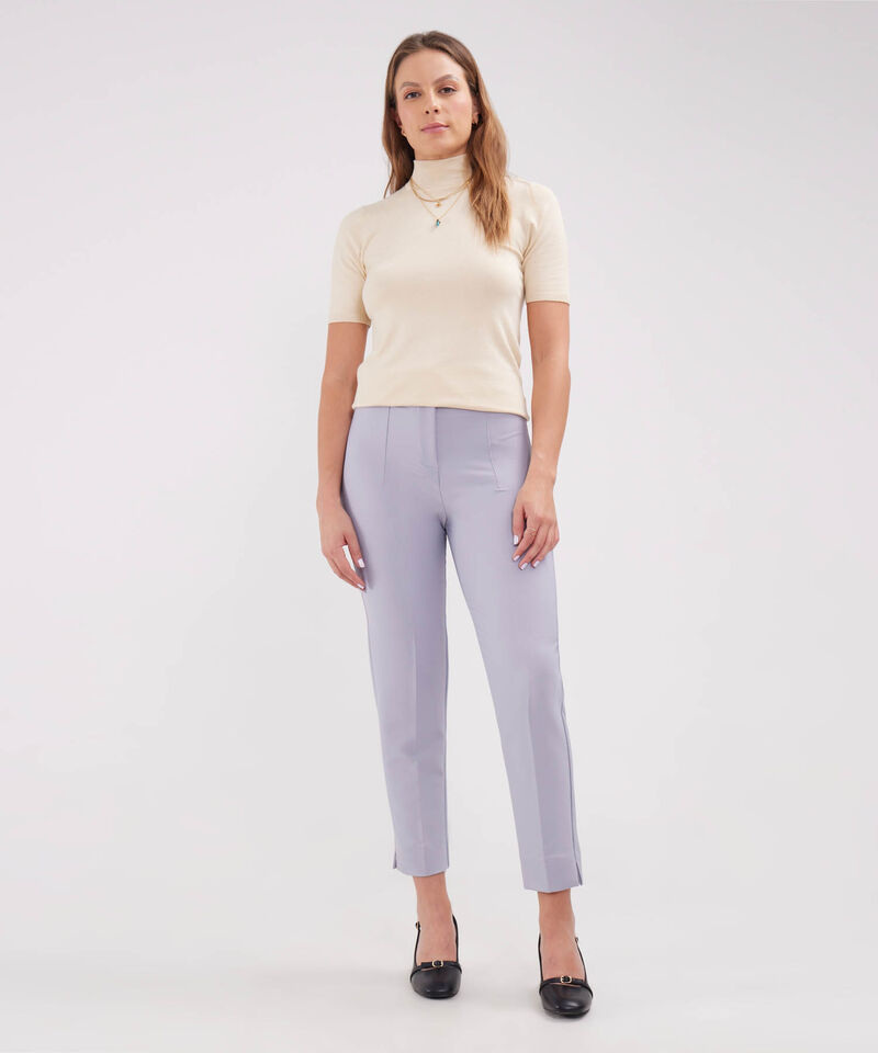 Pantalon Tiro Alto Largo Al Tobillo Unicolor