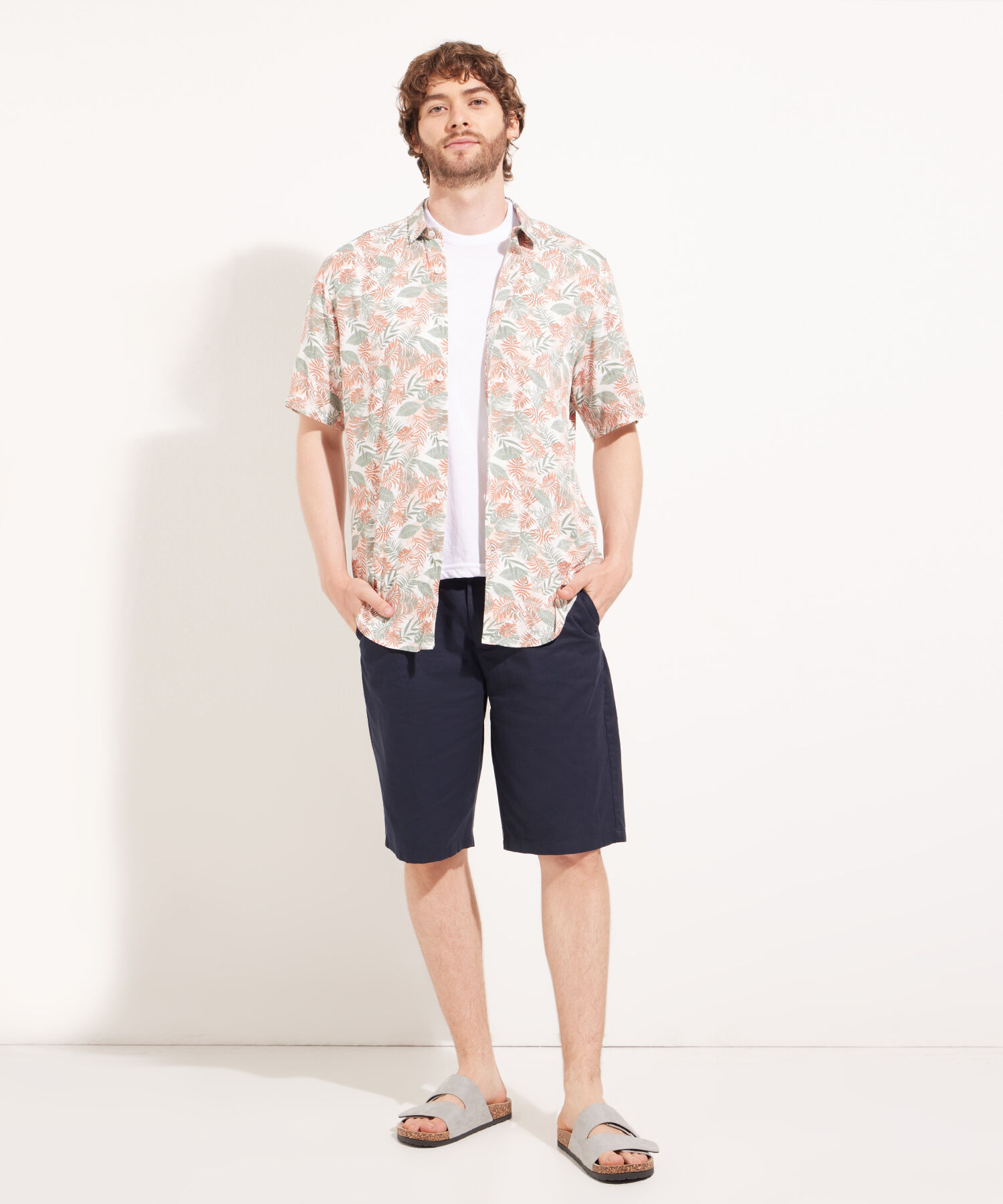Camisa Manga Corta Estampada En Viscosa