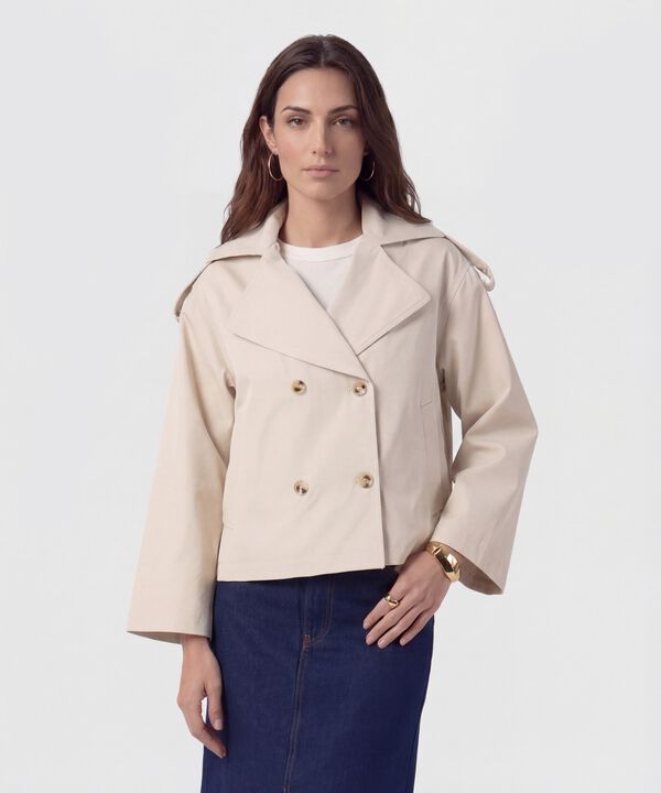 Chaqueta Corta Estilo Trench Para Mujer image number null