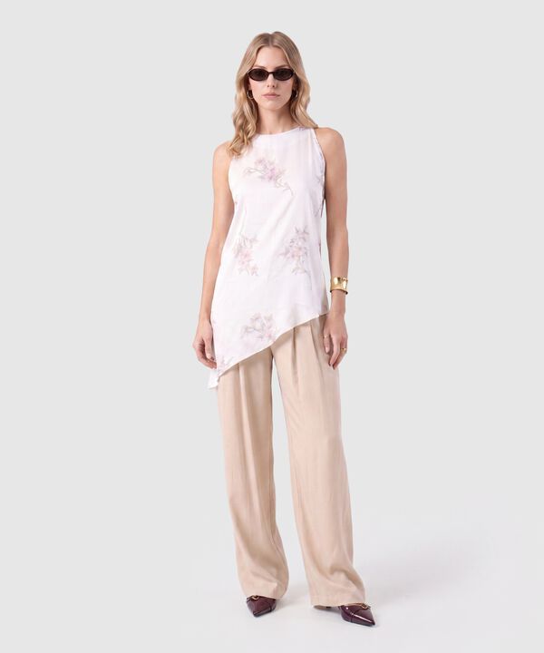 Blusa Sin Mangas Con Cuello Redondo Para Mujer