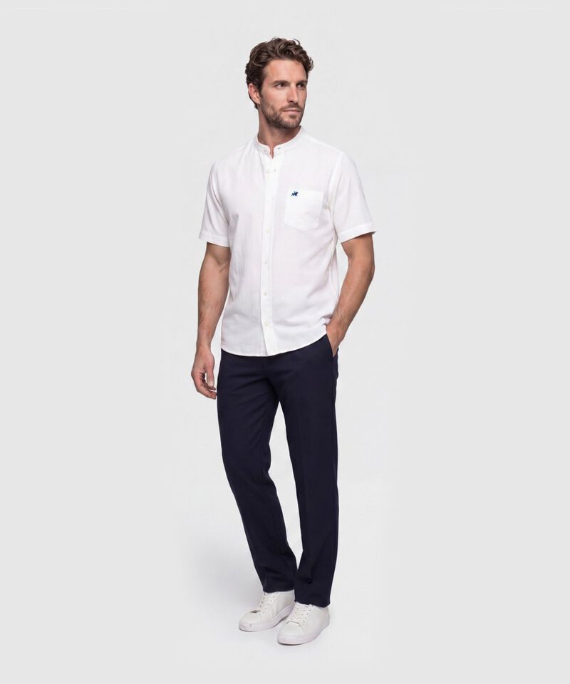 Camisa Unicolor Cuello Mao Con Bolsillo 