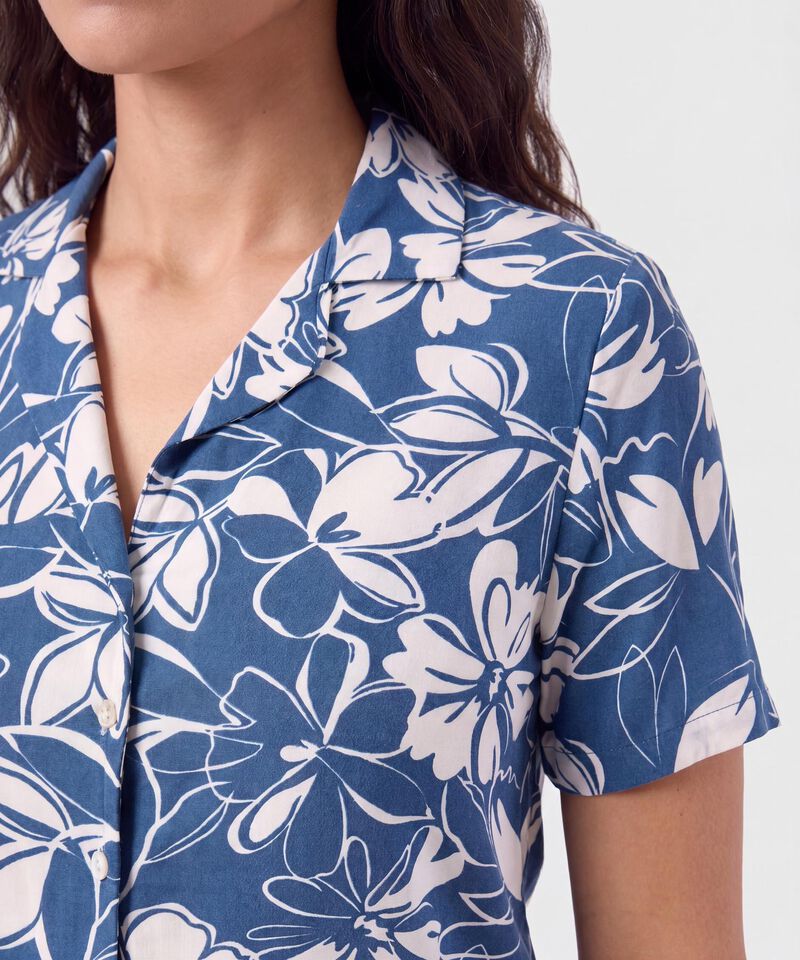 Camisa Manga Corta Cuello Camisero Para Mujer