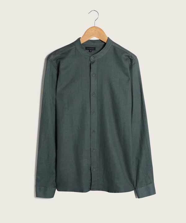 Camisa Unicolor Manga Larga Cuello Neru