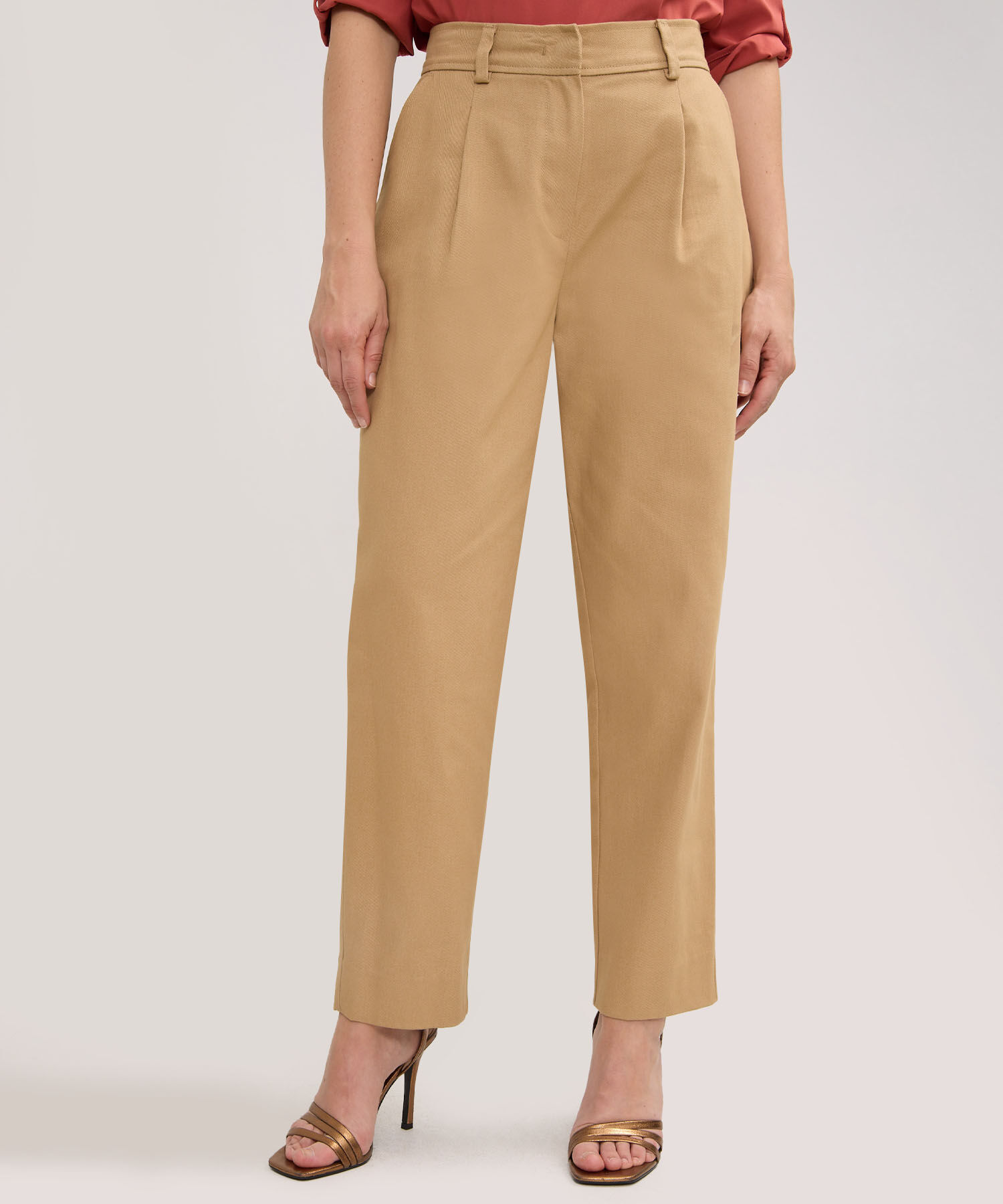 Pantalon Unicolor Recto, Tiro Alto Con Resorte En Posterior