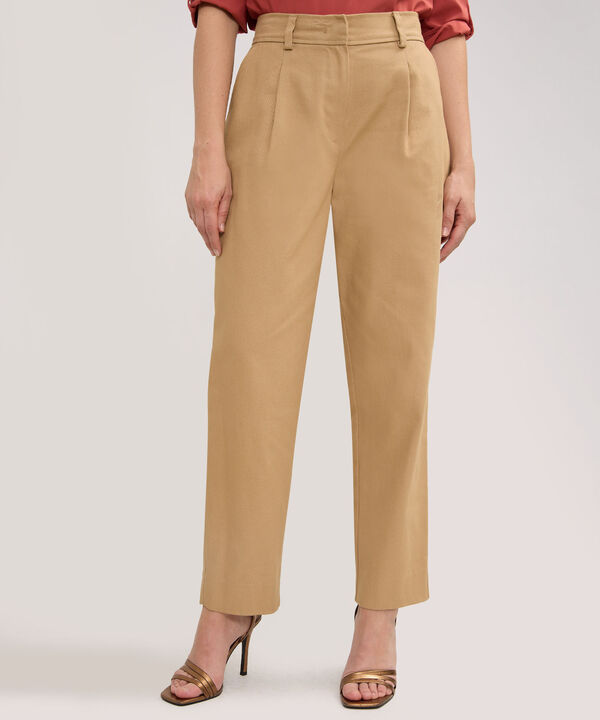 Pantalon Unicolor Recto, Tiro Alto Con Resorte En Posterior