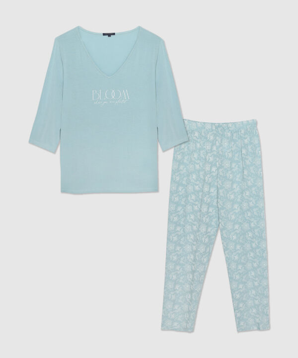 Pijama Camiseta Manga 3/4 Con Screen Y Pantalón Largo Estampado