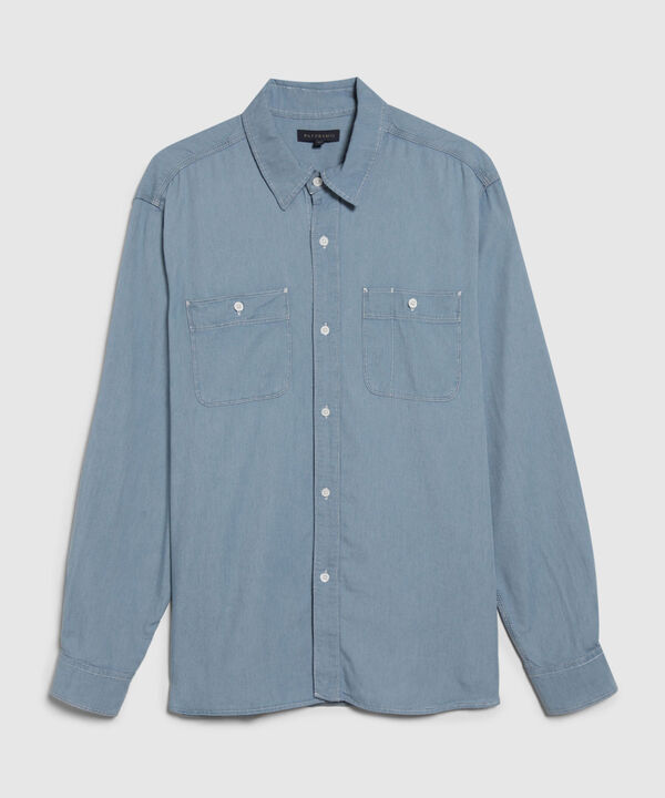 Camisa Camisa Masculina Con Bolsillos Tono Claro.