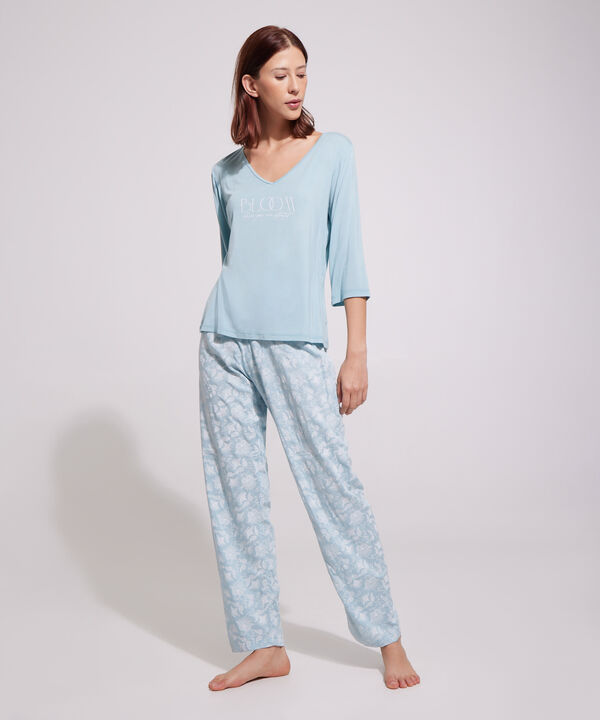 Pijama Camiseta Manga 3/4 Con Screen Y Pantalon Largo Estampado