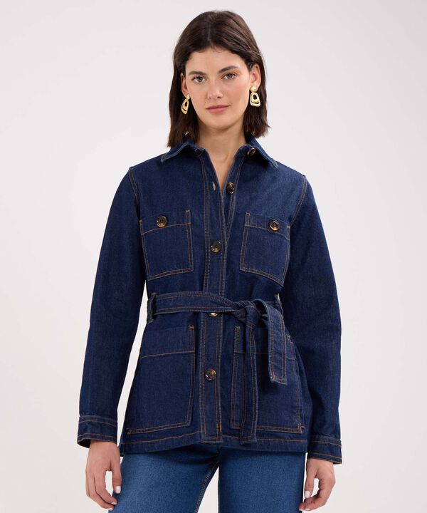 Chaqueta Larga en Denim