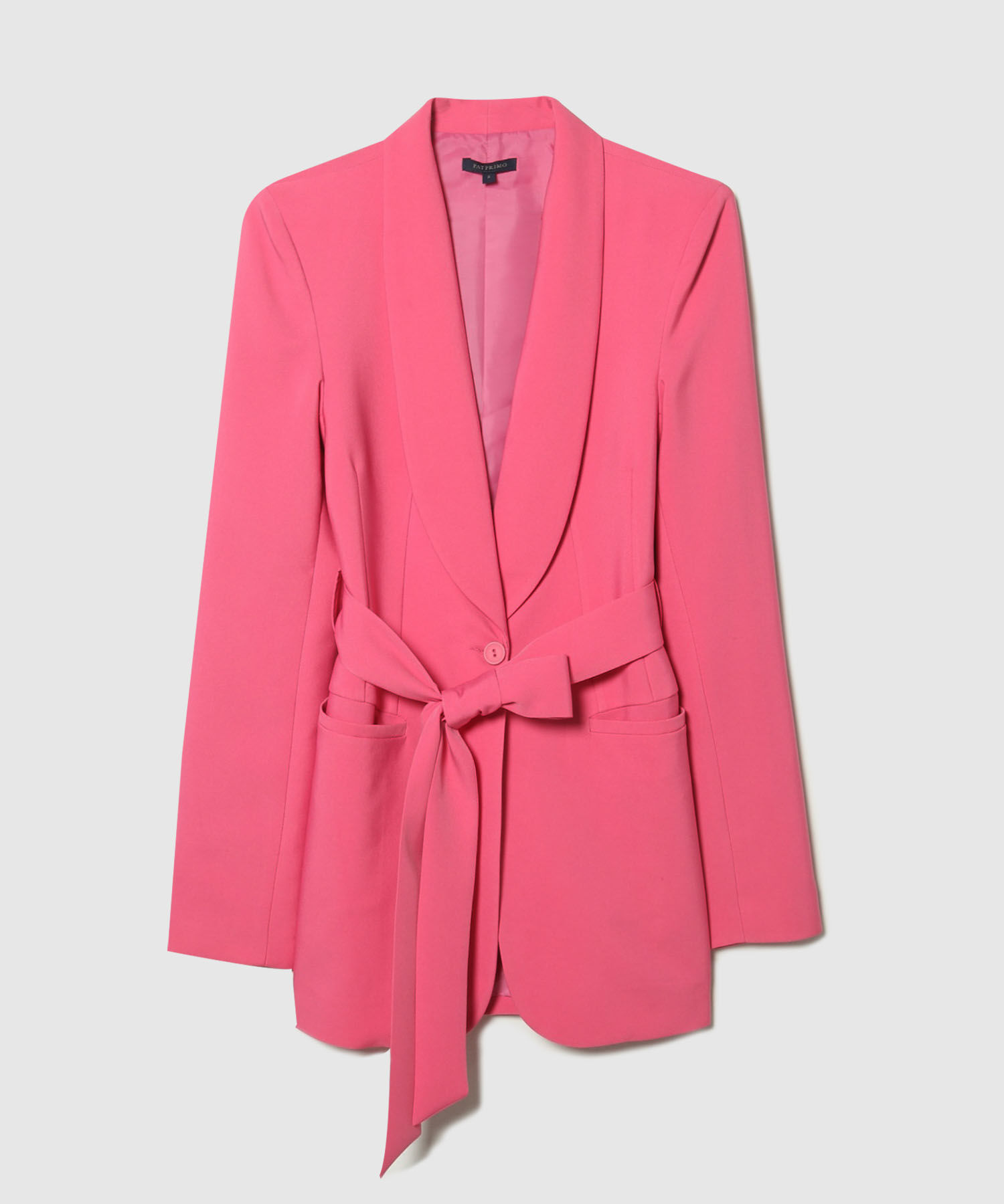 Blazer Unicolor Con Cinturón En Tela Del Cuerpo