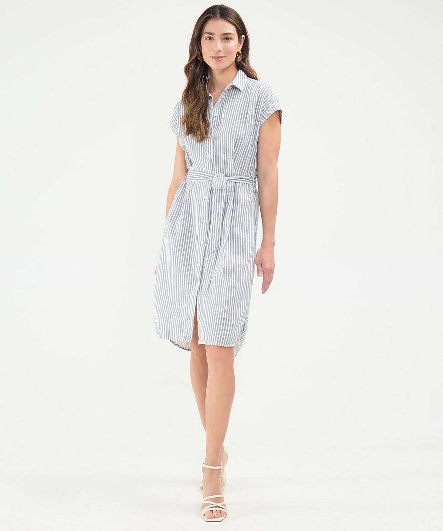 Vestido Camisero en Efecto Lino