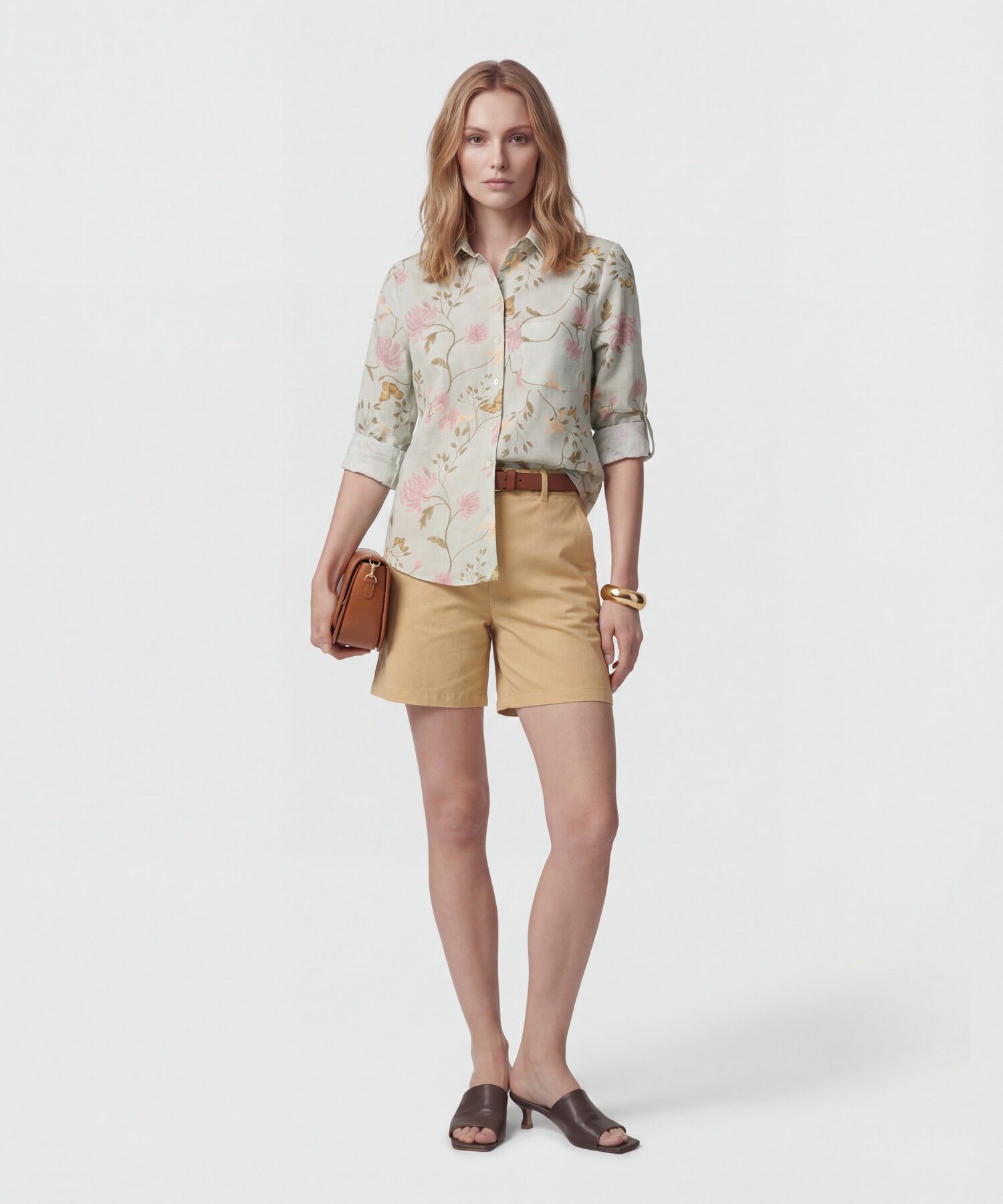 Camisa Estampada Con Charretera Para Mujer