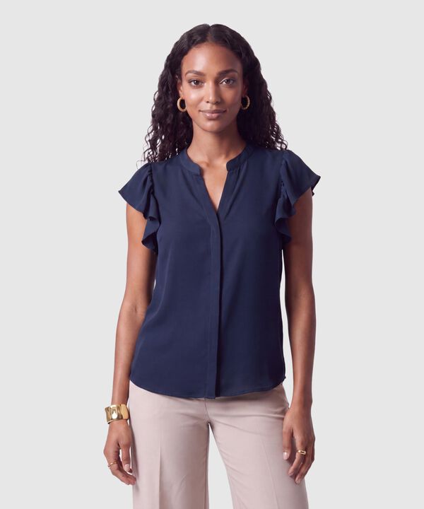 Blusa Cuello Mao Con Boleros Mujer image number null