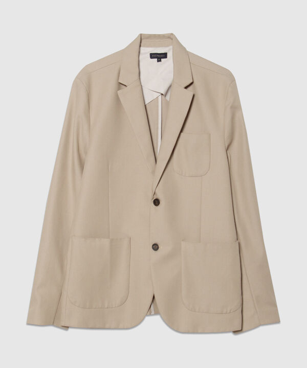 Blazer Tela Plana Bolsillos De Parche