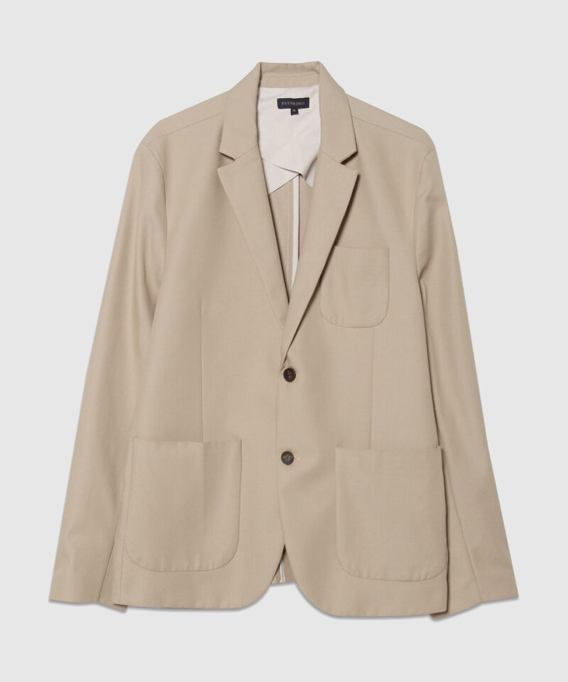 Blazer Tela Plana Bolsillos De Parche