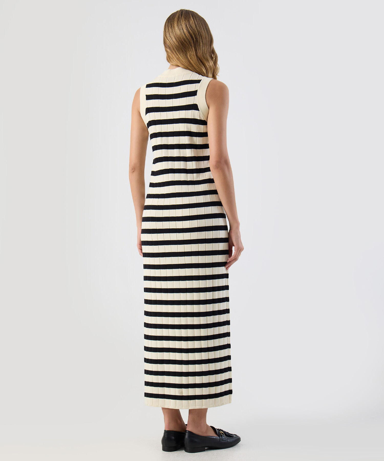 Vestido Para Mujer Largo Rayas Sin Mangas Tejido Punto