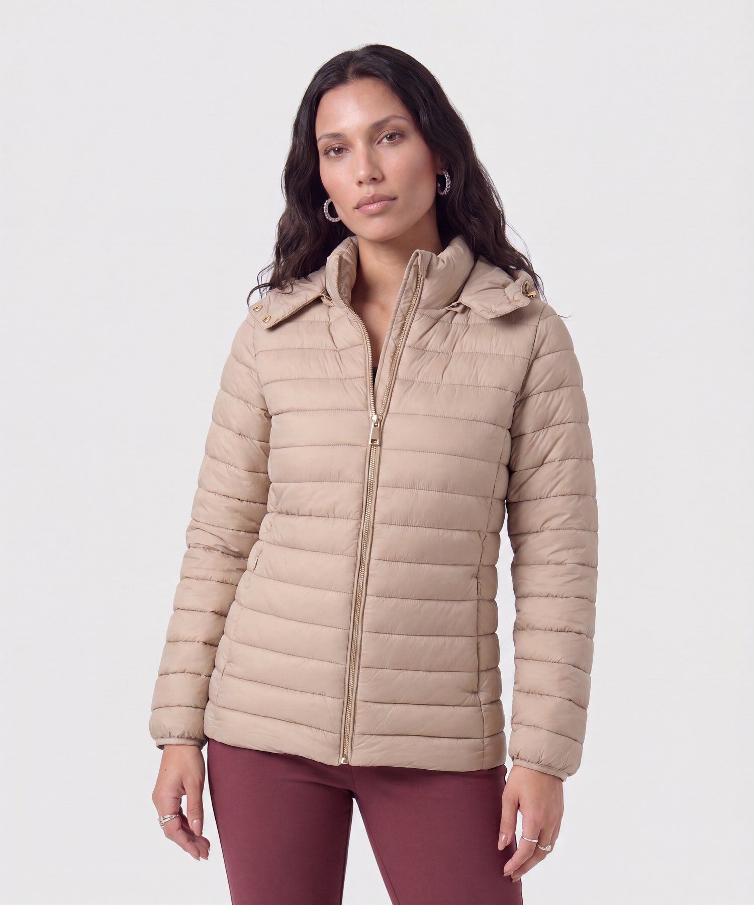 Chaqueta Acolchada Con Capota Para Mujer