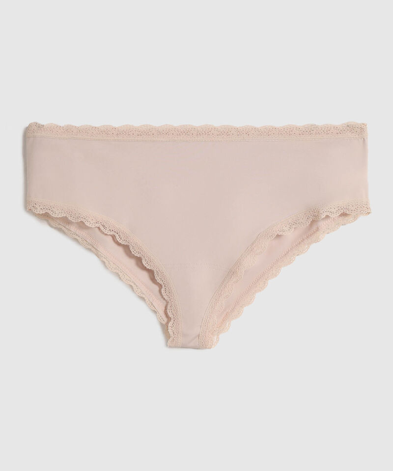Panty Hipster Con Encaje En Cintura Y Piernas