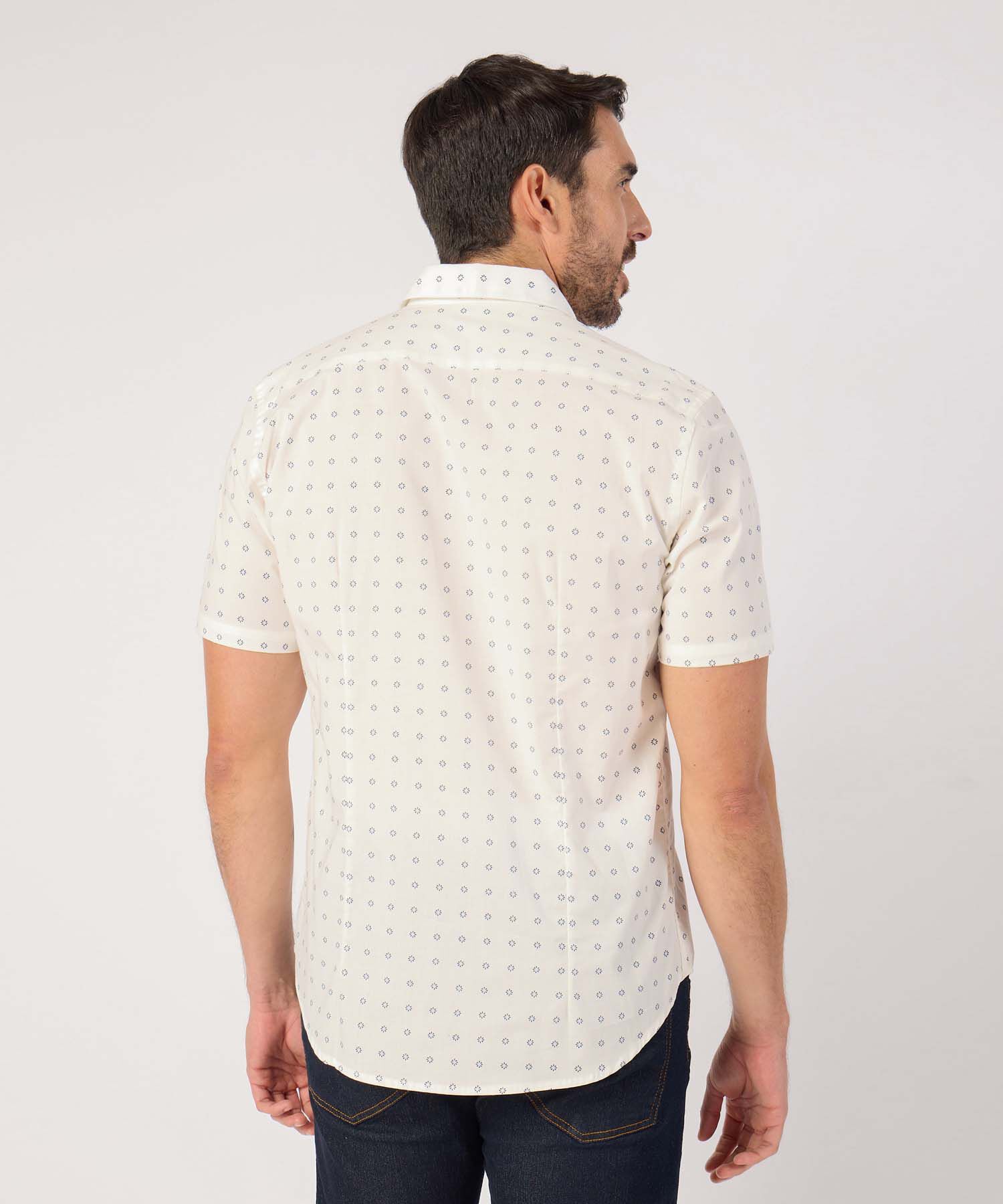 Camisa Manga Corta En Miniprints Con Bolsillo