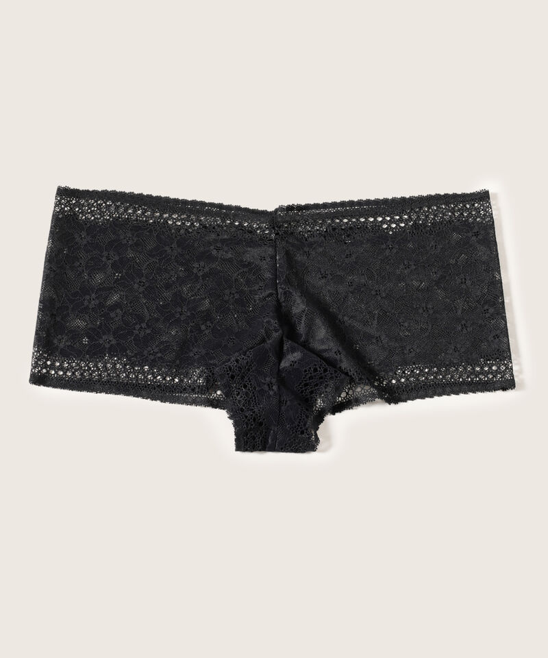 Panty Cachetero En Encaje Unicolor