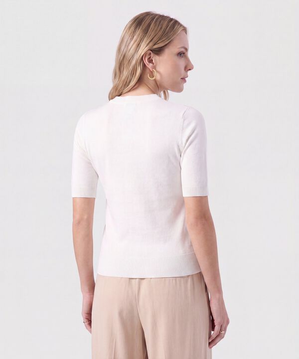 Camiseta De Punto Cuello Redondo Mujer