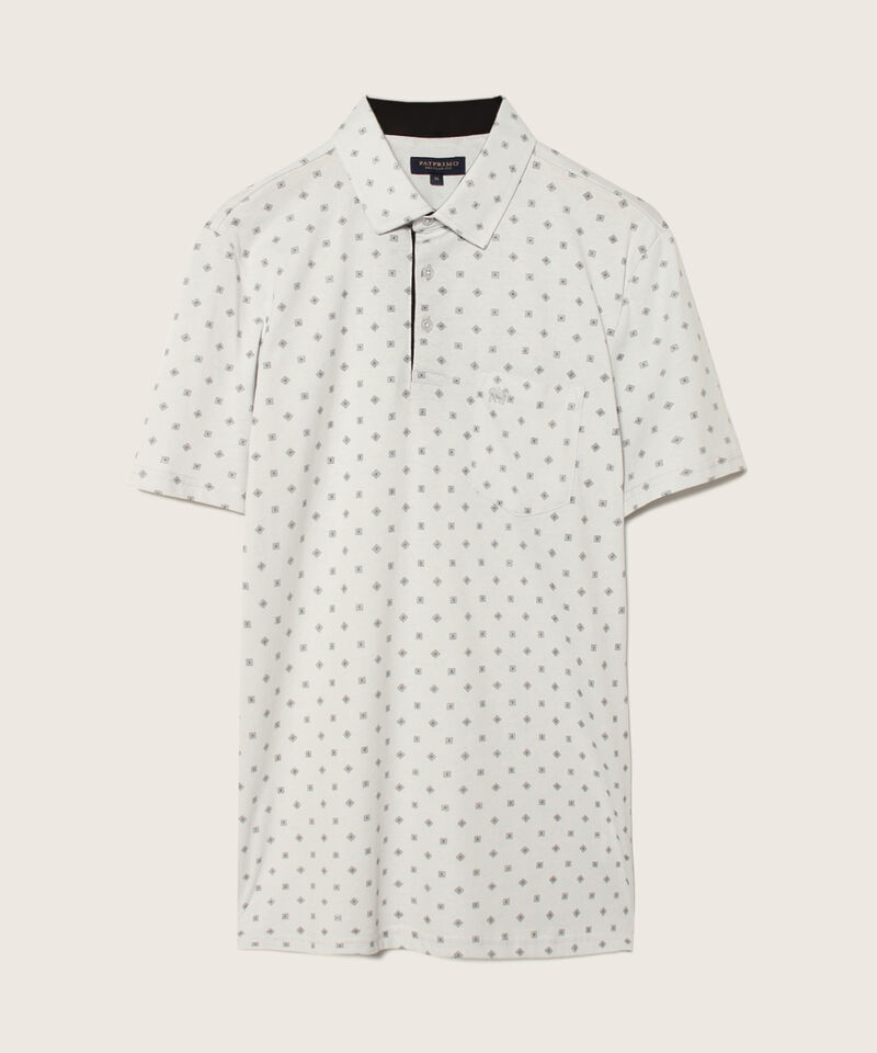Polo Estampada, Cuello Duro, Manga Corta Con Bolsillo, Silueta Regular Fit