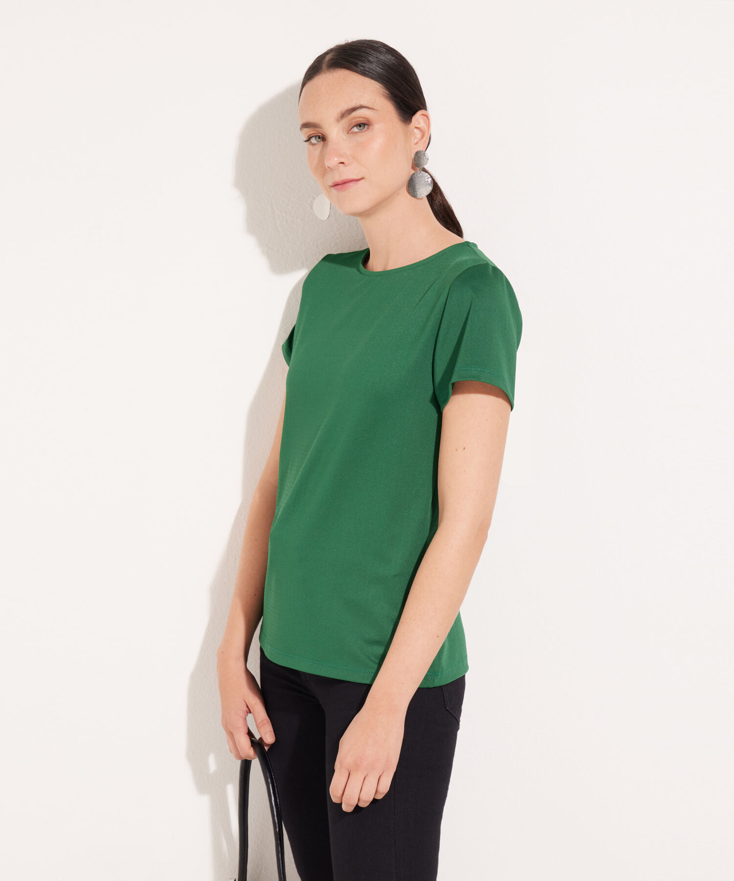 Camiseta Manga Corta Cuello Redondo Unicolor