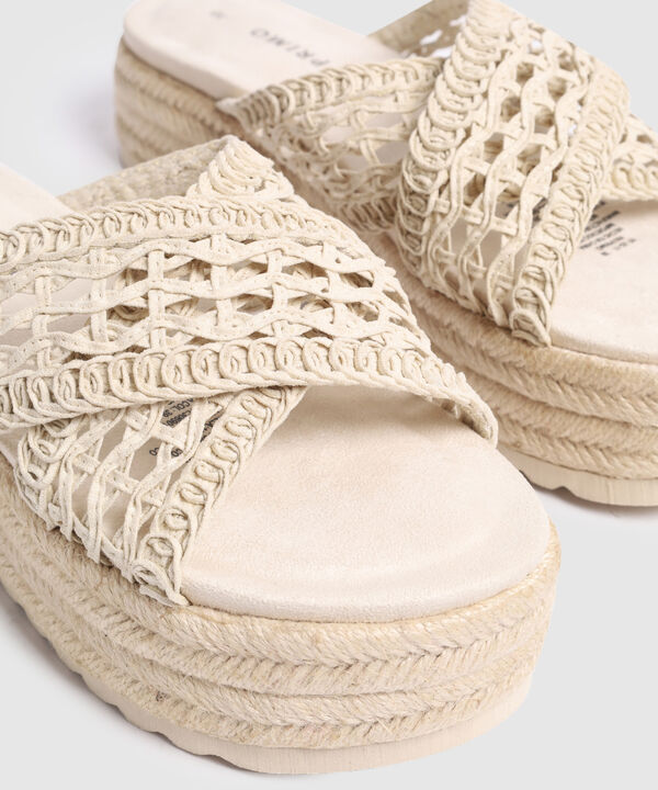 Sandalias De Plataforma Con Tiras Cruzadas De Macram&eacute; Para Mujer image number null