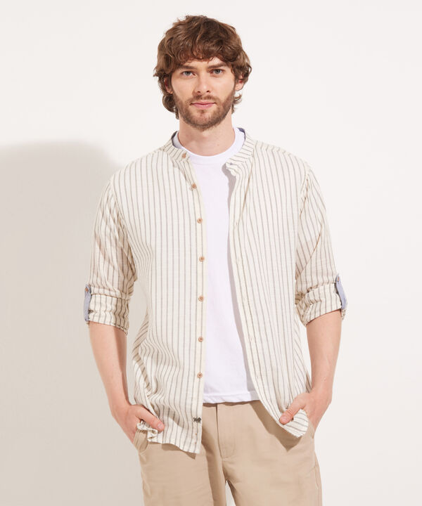 Camisa Manga Larga Cuello Neru Unicolor