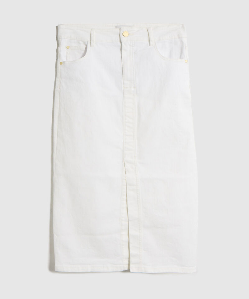 Falda Midi en Denim con Abertura Frontal para Mujer