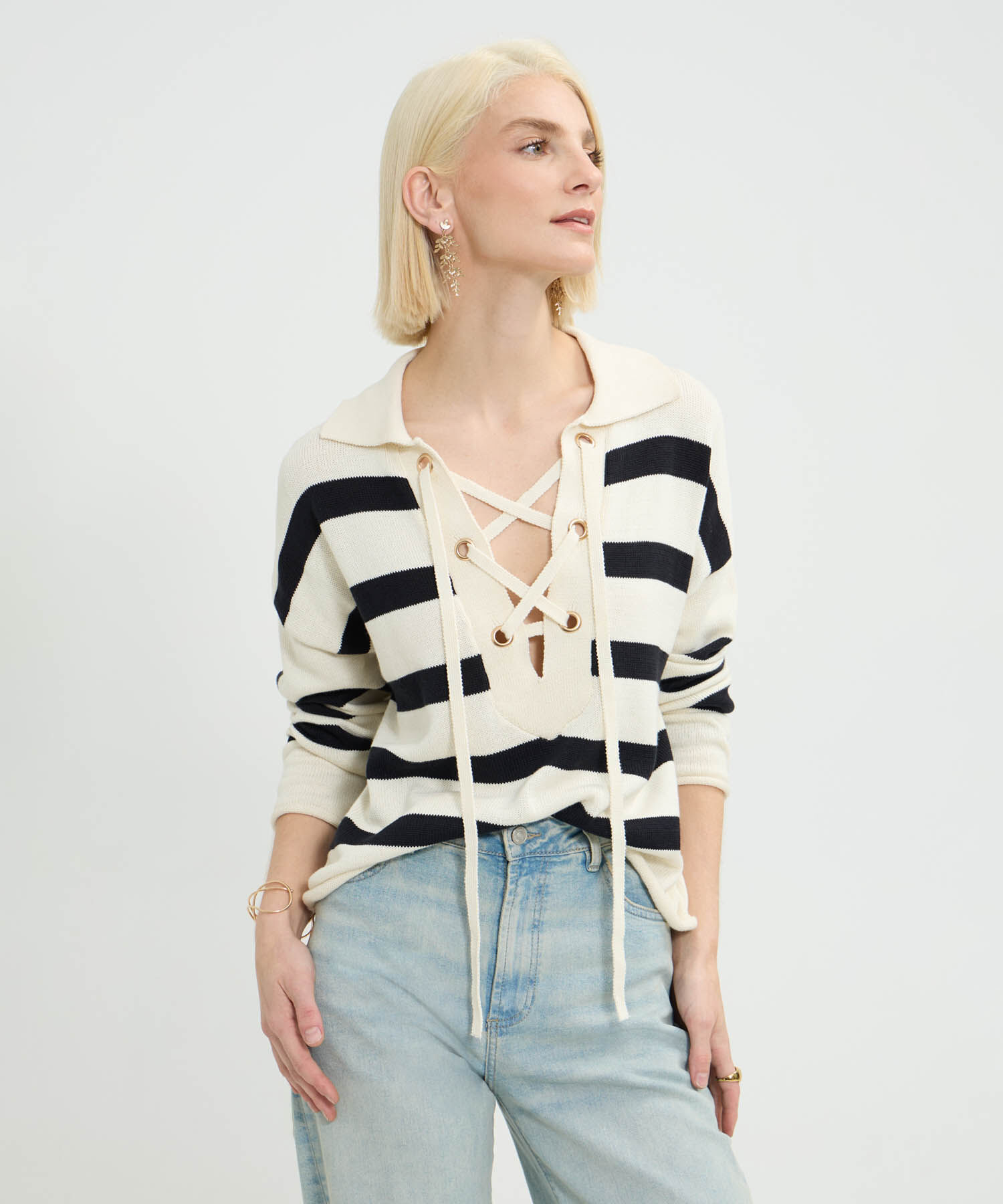 Saco Cuello V con Rayas