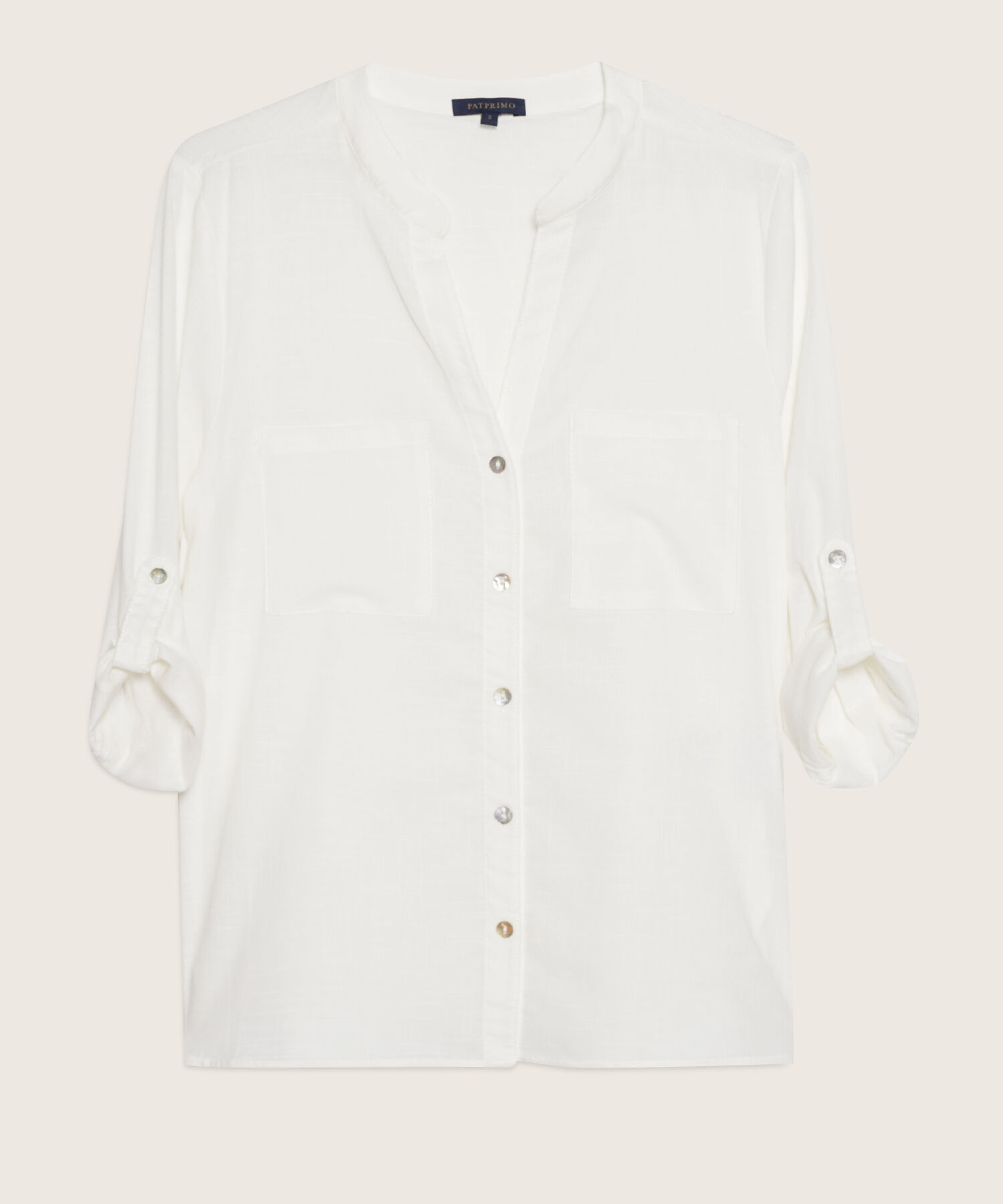 Blusa  Manga Larga Con Bolsillo Unicolor