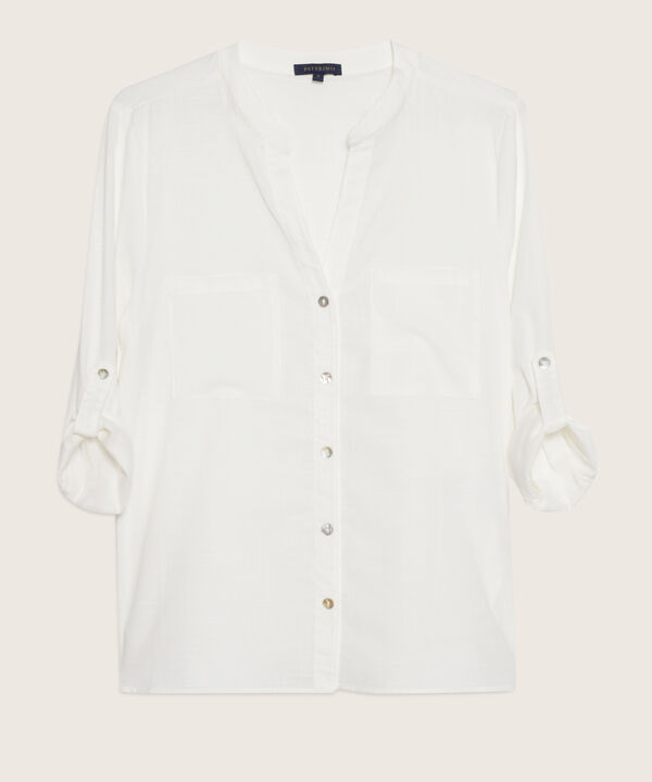 Blusa  Manga Larga Con Bolsillo Unicolor