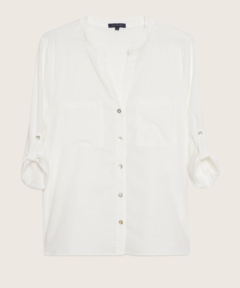Blusa  Manga Larga Con Bolsillo Unicolor