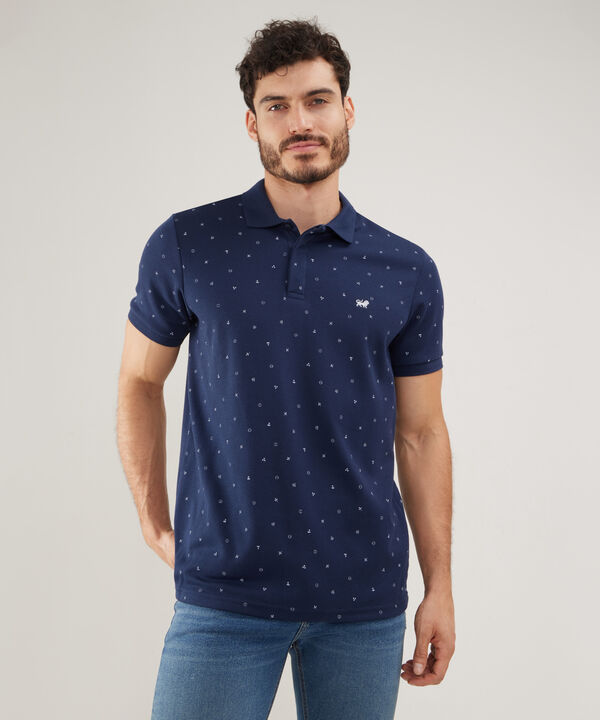 Polo Estampada, Cuello Y Puños Tejidos, Pechera Externa Con Botonadura Oculta, Silueta Regular Fit, Cítrico Marinero